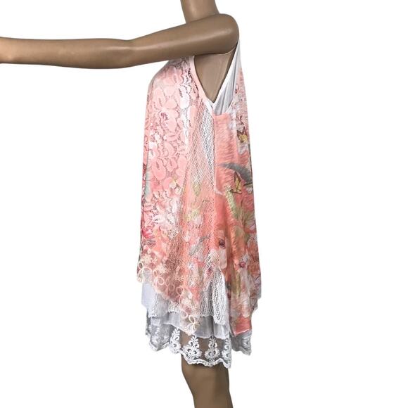 MODA LUCIDO Italian Crochet Lace Dress M Overlay Cottage Fairy Boho Preppy NWT - Picture 7 of 12